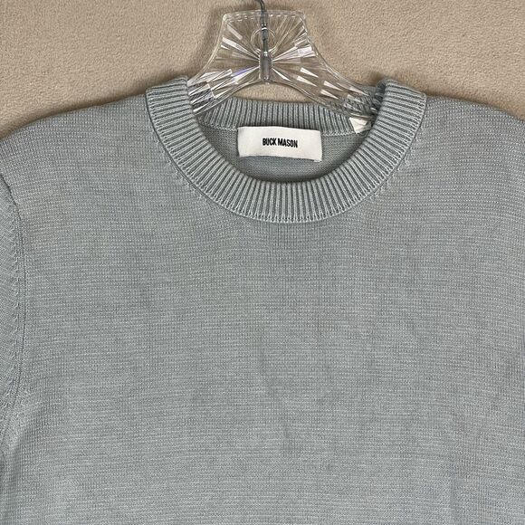 Buck‎ Mason Sweater Mens S Mint Slim Fit Crew Neck Jersey Knit Ribbing Hem - Picture 2 of 11